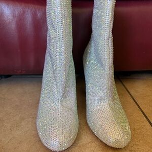 Azalea Wang Silver Glitter Ankle Booties SZ 8 Original. $130